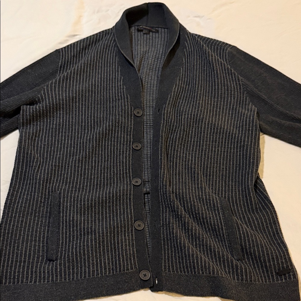 John Varvatos Charcoal Striped Cardigan